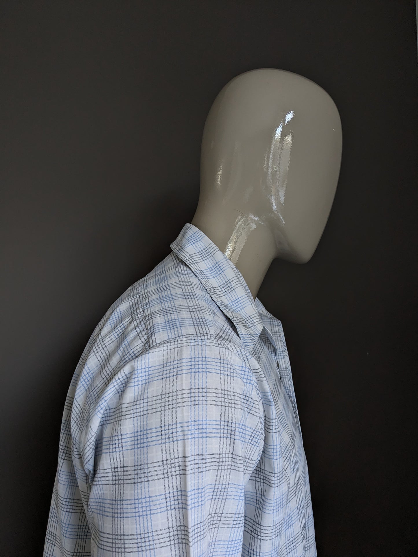 Shirt de l'amitié vintage des années 70 avec collier. Bleu blanc vérifié. Taille xl.