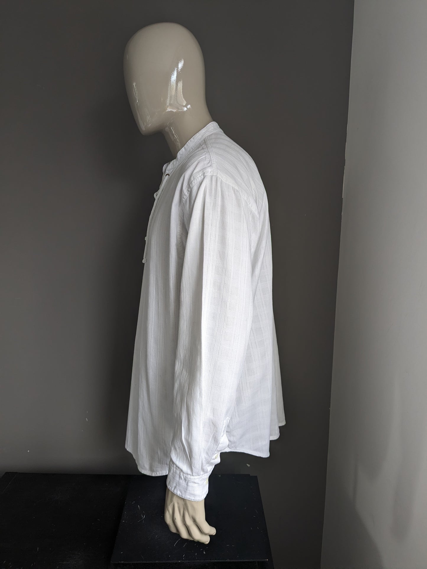 Camisa Vintage Gaucho Company con aplicación de veteranos y MAO / agricultores / cuello en pie. Motivo blanco. Tamaño L / XL.