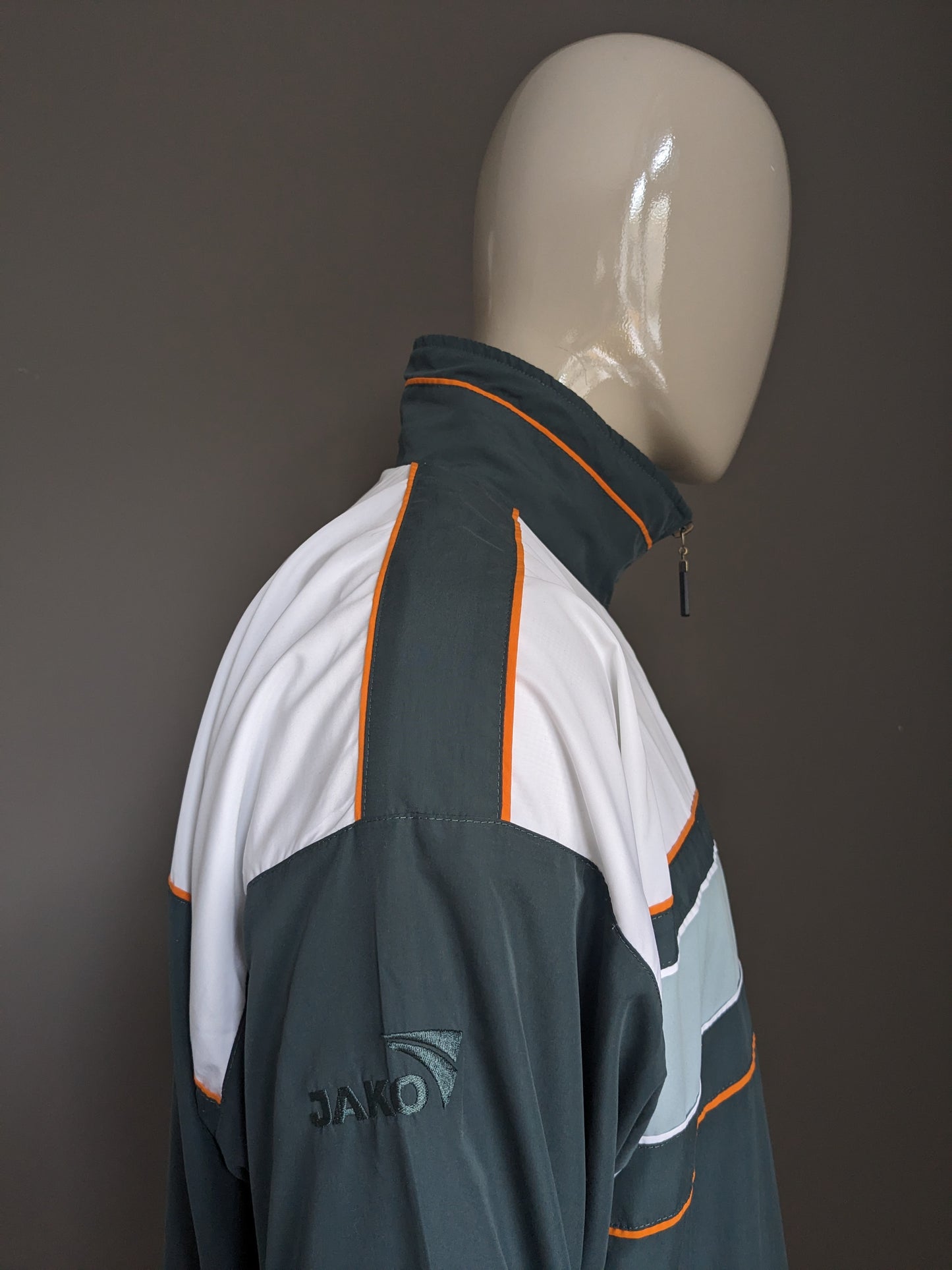 Vintage 80's-90's Jako Sport Jack. Groen Oranje Wit gekleurd. Maat 2XL / XXL.