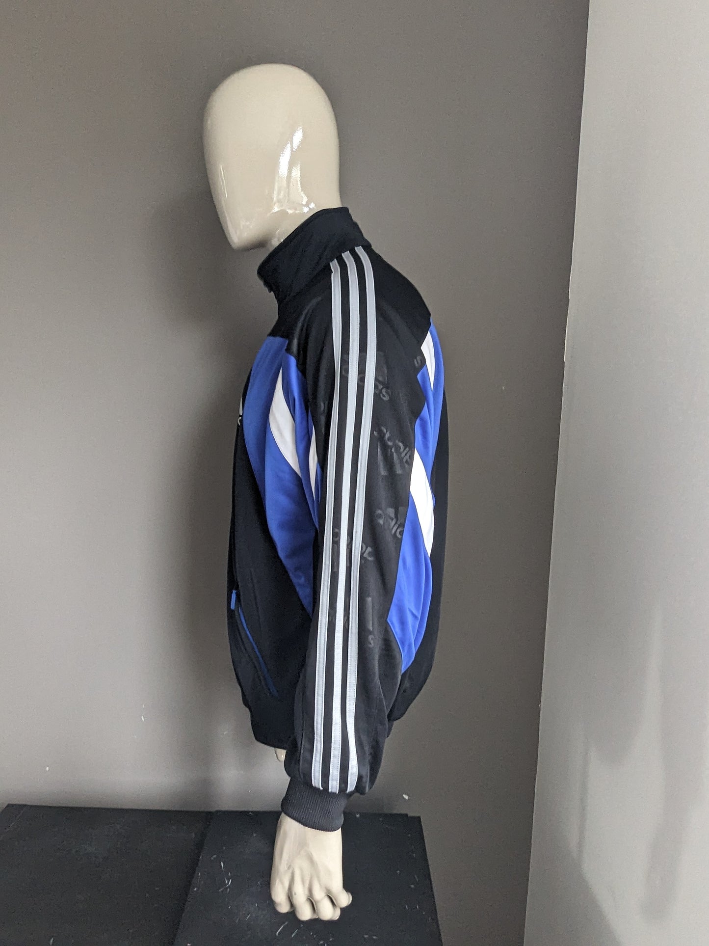 Vintage 80S-90s Adidas Sport Jack. Blau weiß schwarz gefärbt. Größe xl.