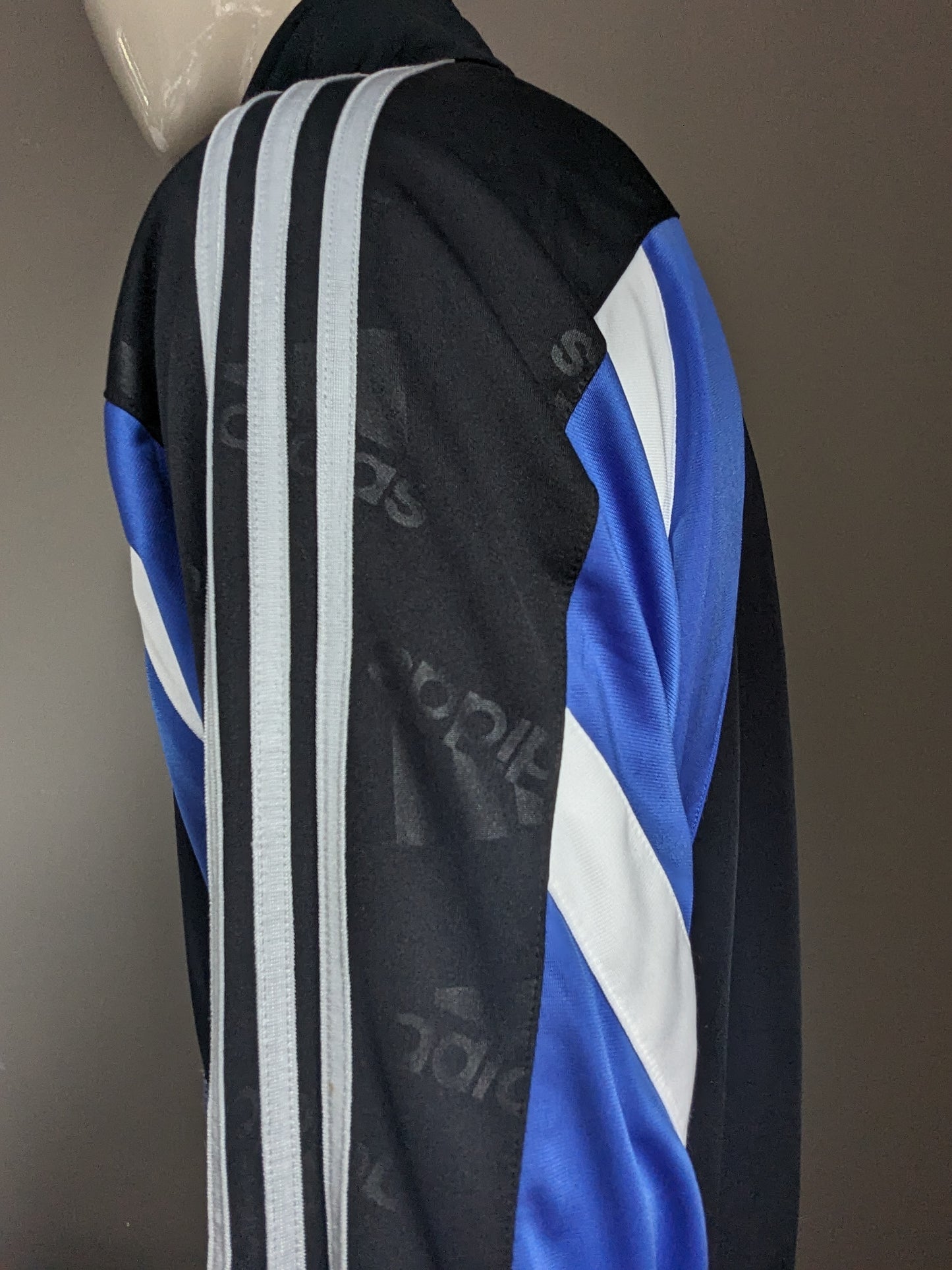 Adidas Sport Jack vintage 80S-90. Blu bianco di colore nero. Taglia XL.