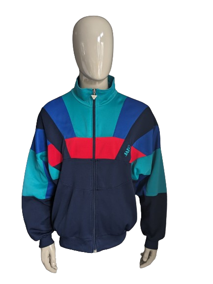 Vintage 80's-90's Jako sport jack. Groen Blauw Rood gekleurd. Maat 2XL / XXL.