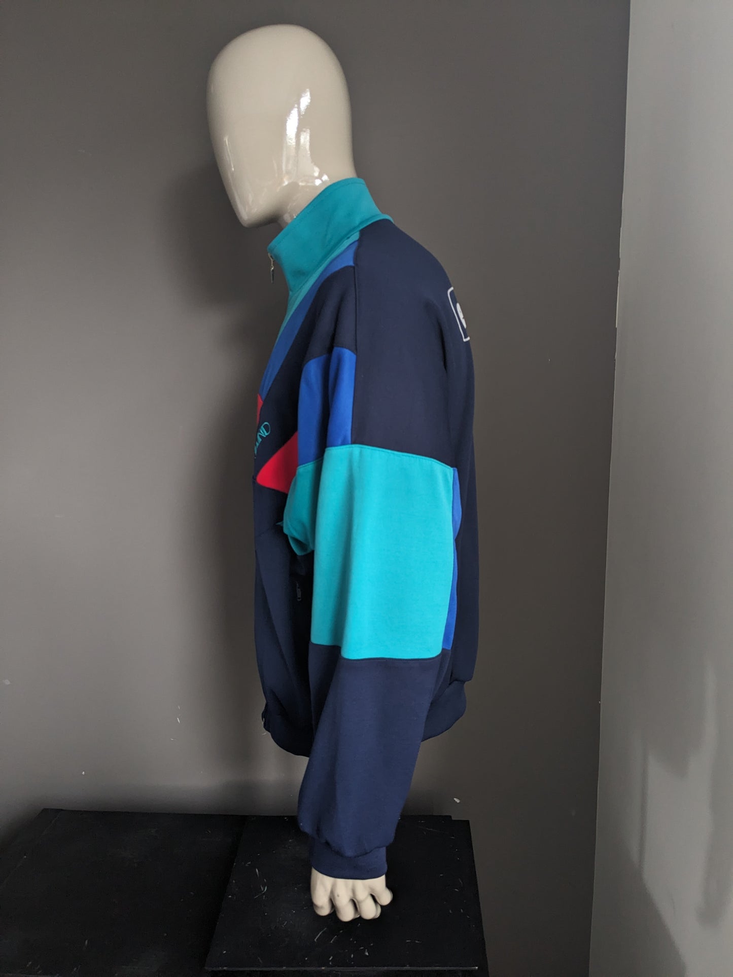 Vintage 80's-90's Jako sport jack. Groen Blauw Rood gekleurd. Maat 2XL / XXL.