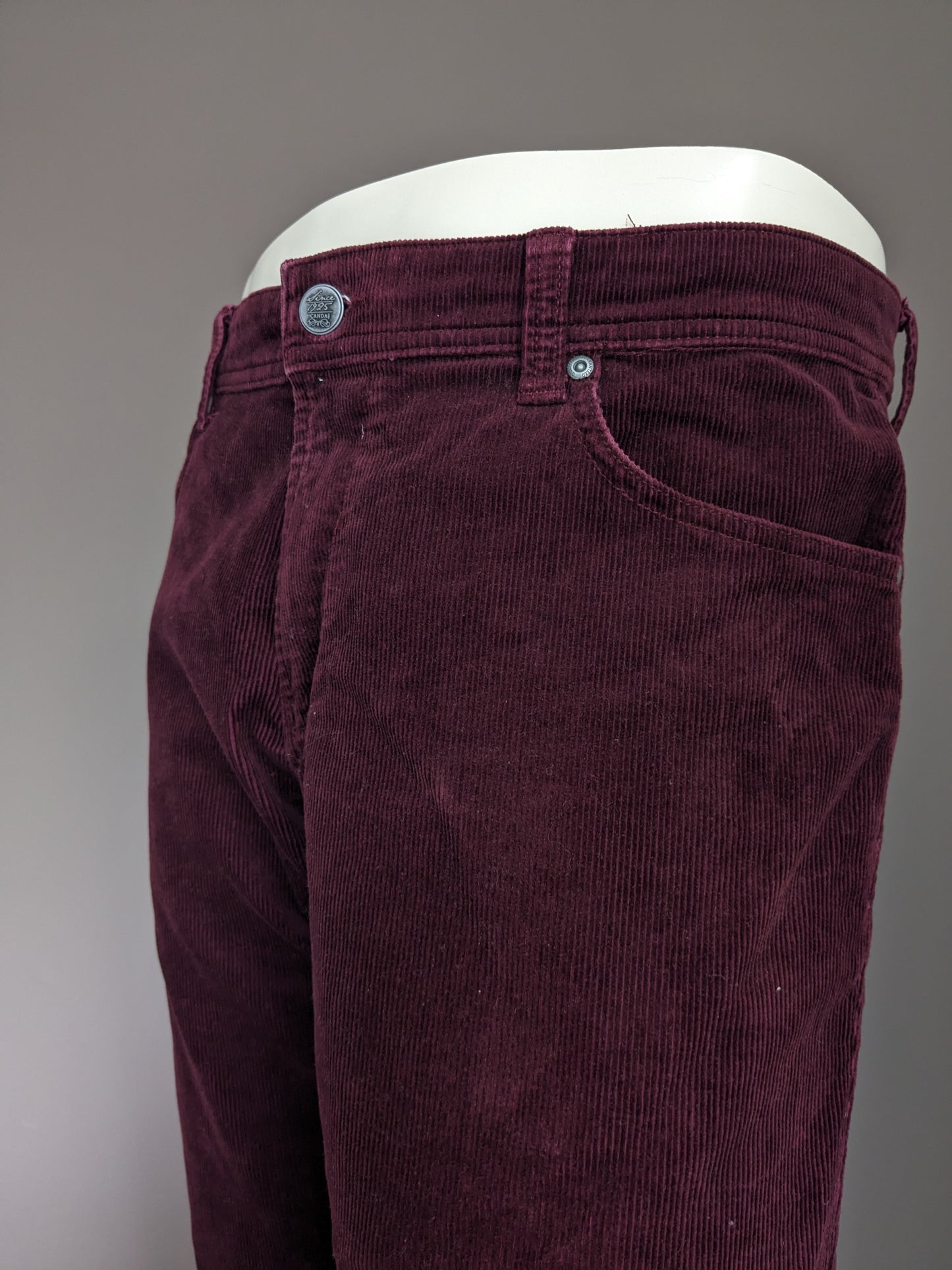 Canda rib pants. Bordeaux colored. Size W36 - L32. Stretch.