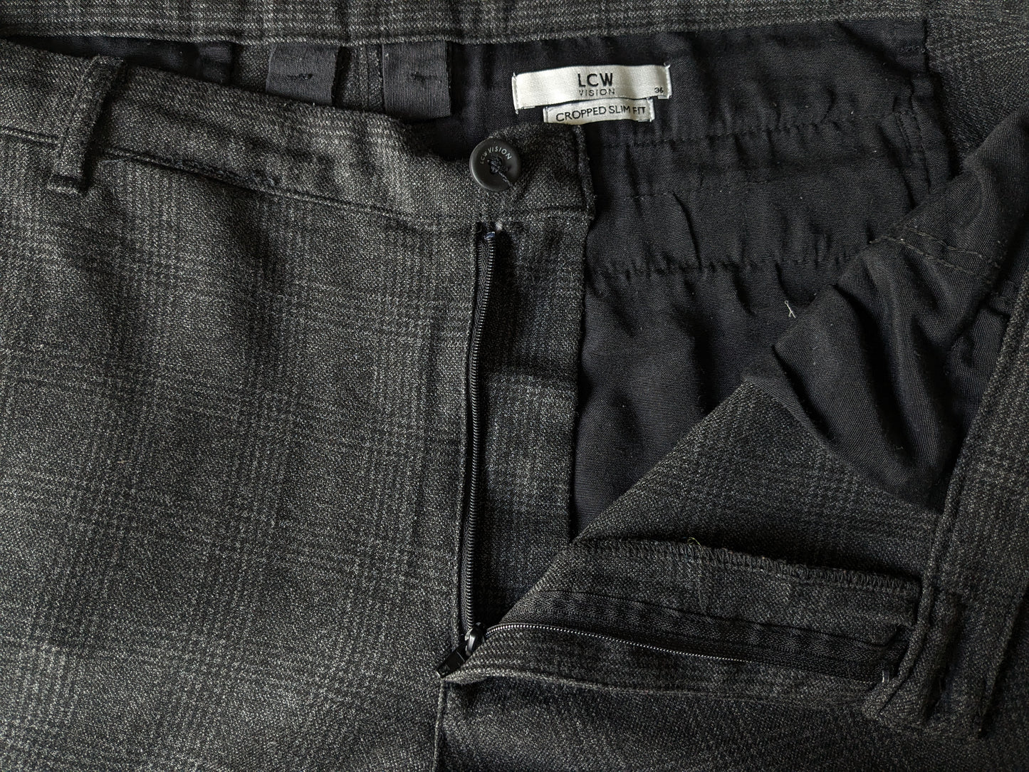 Pantaloni / pantaloni LCW Vision. Black grigio controllato. Fit slim ritagliato. W36 - L30.