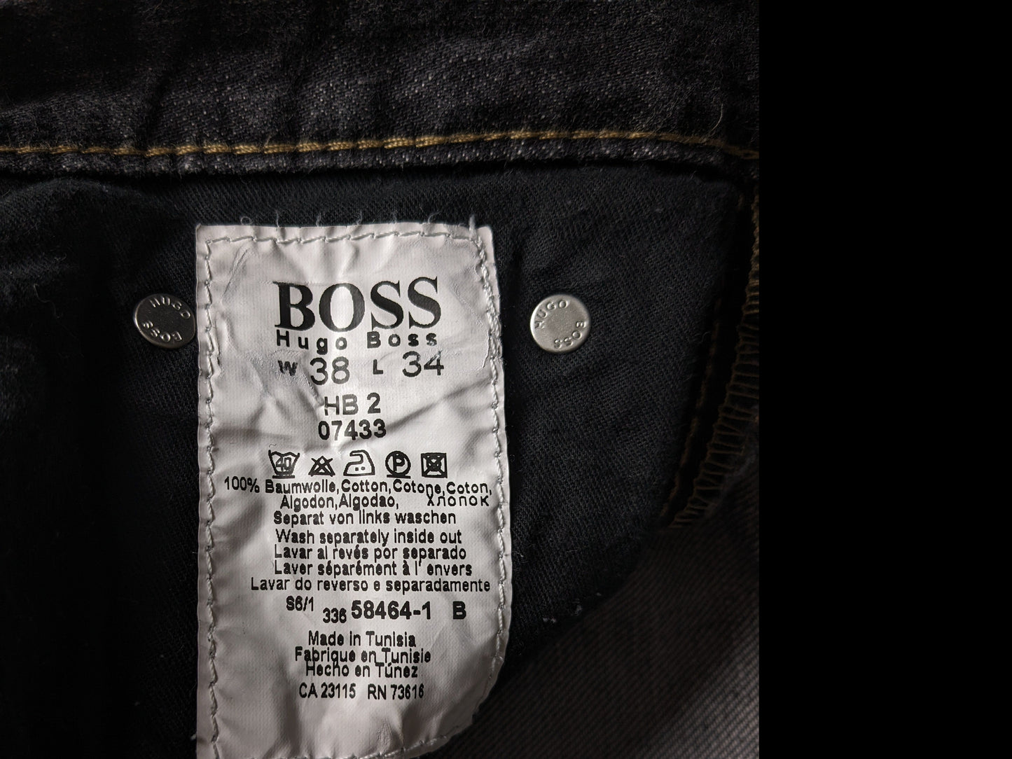 Boss Hugo Boss Jeans. Schwarz gefärbt. Größe W38 - L34.