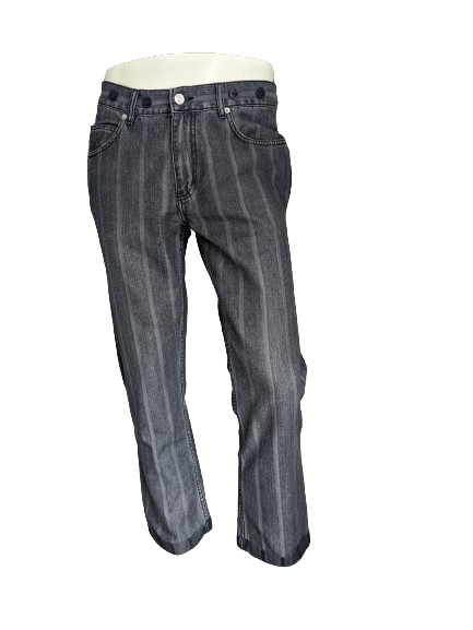 Cult Edition Jeans with suspenders applications. Gray black striped. Size W32 - L28.