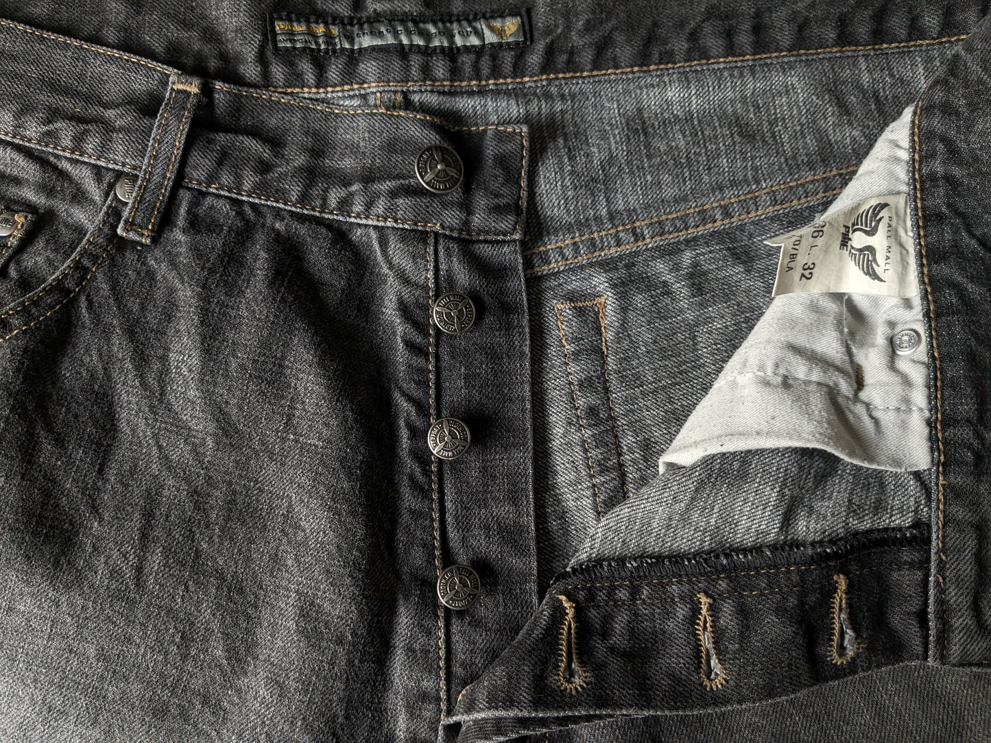 PME / Pall Mall Jeans. Gris negro mezclado. Tamaño W36 - L32. Tipo "Dakota".