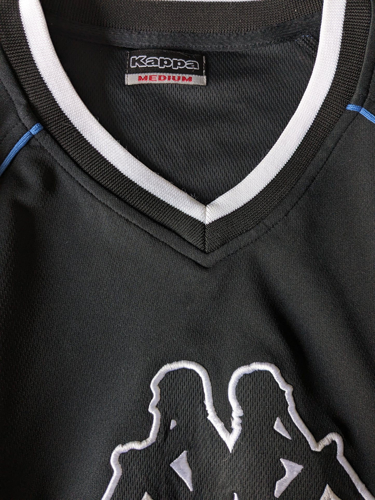 Camisa Vintage Kappa Sport con cuello en V. Color negro. Tamaño M / L.