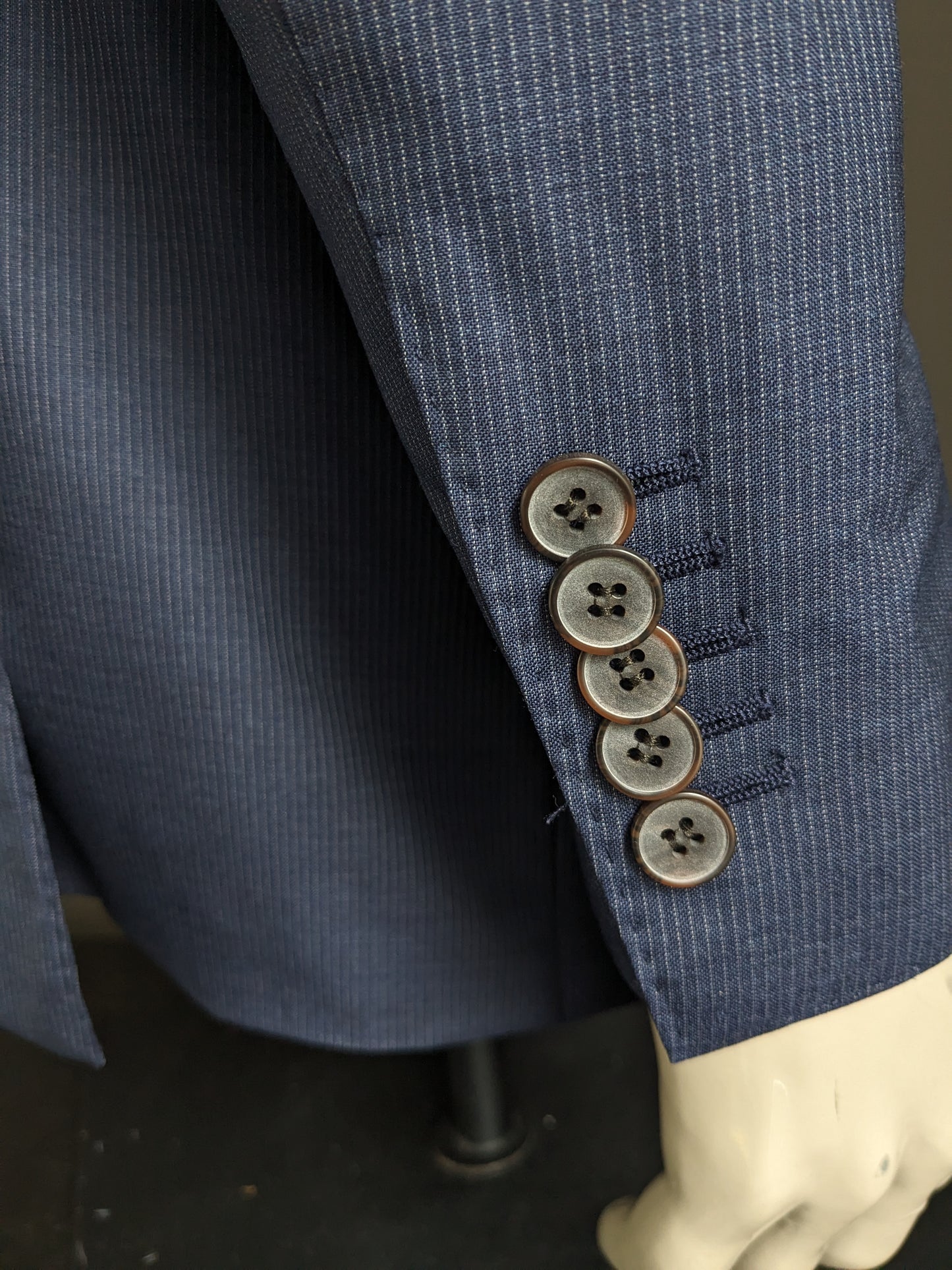 Suitsupply Super 120's Woolen Jacket. Blanco azul rayado. Tamaño 52 / L.