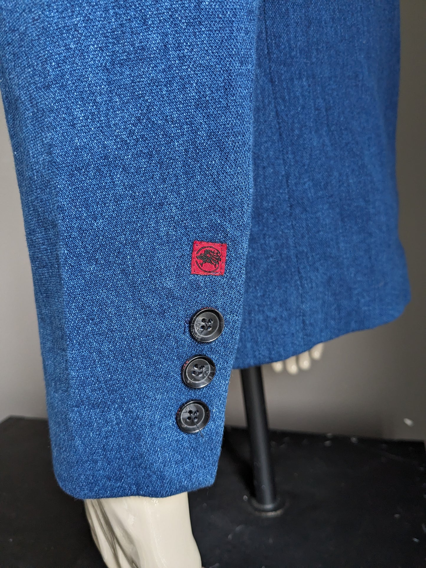 Refill casual colbert. Blauw gemêleerde jeans-look. Maat L.