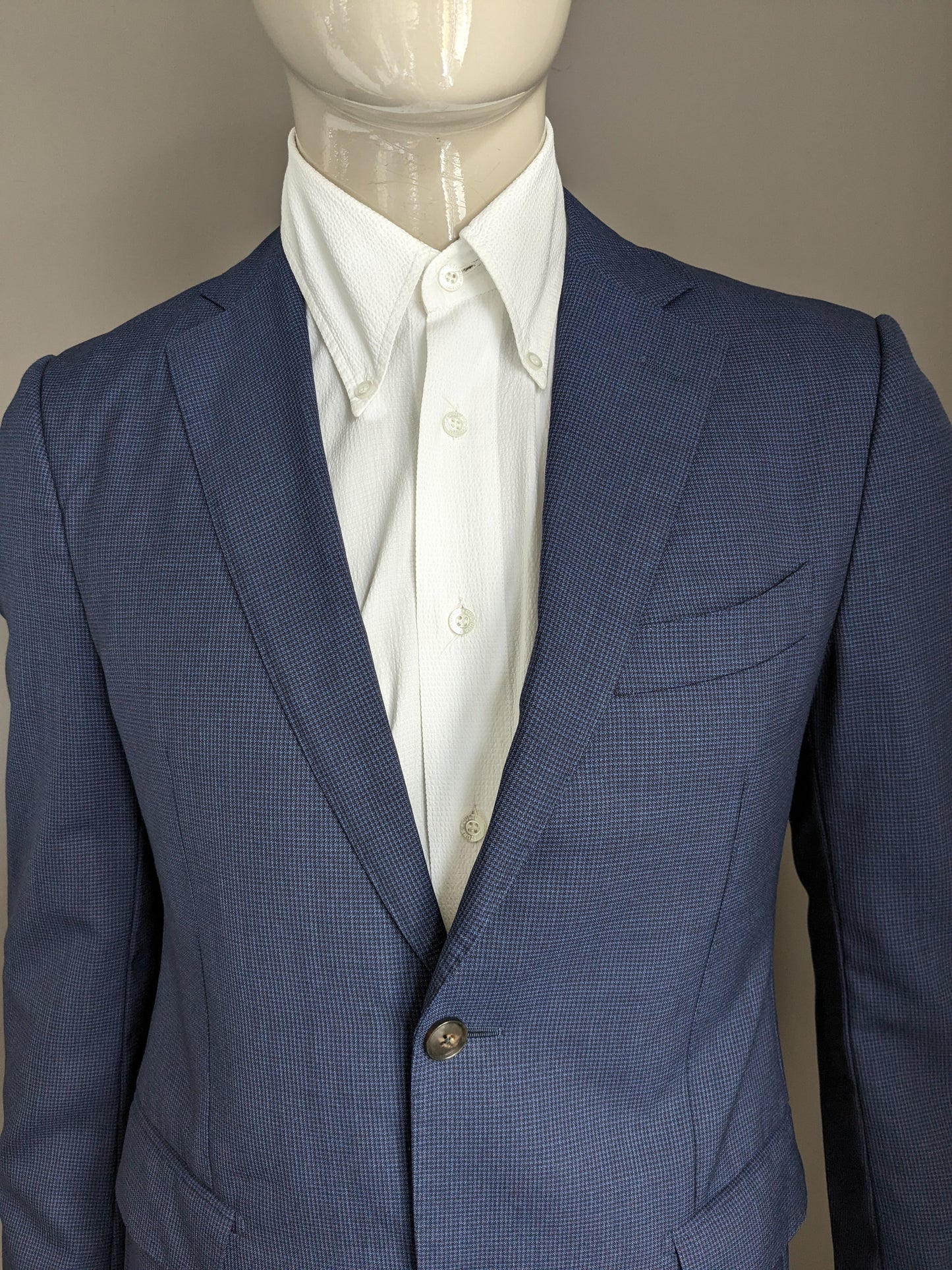 Suitsupply woolen jacket. Blue black motif. Size 48 / M.