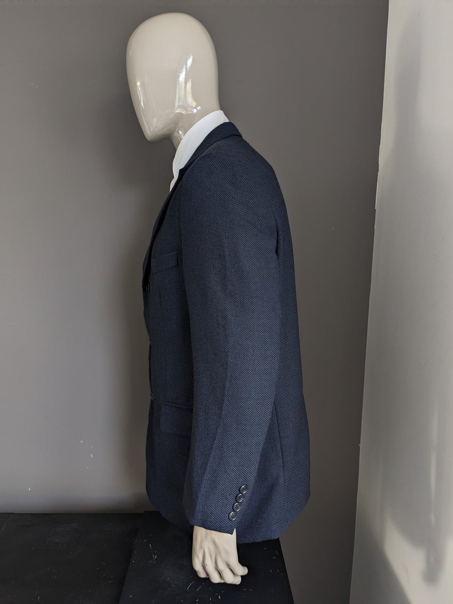 Vintage Kreymborg woolen jacket. Blue black mixed. Size 27 (54 / l).