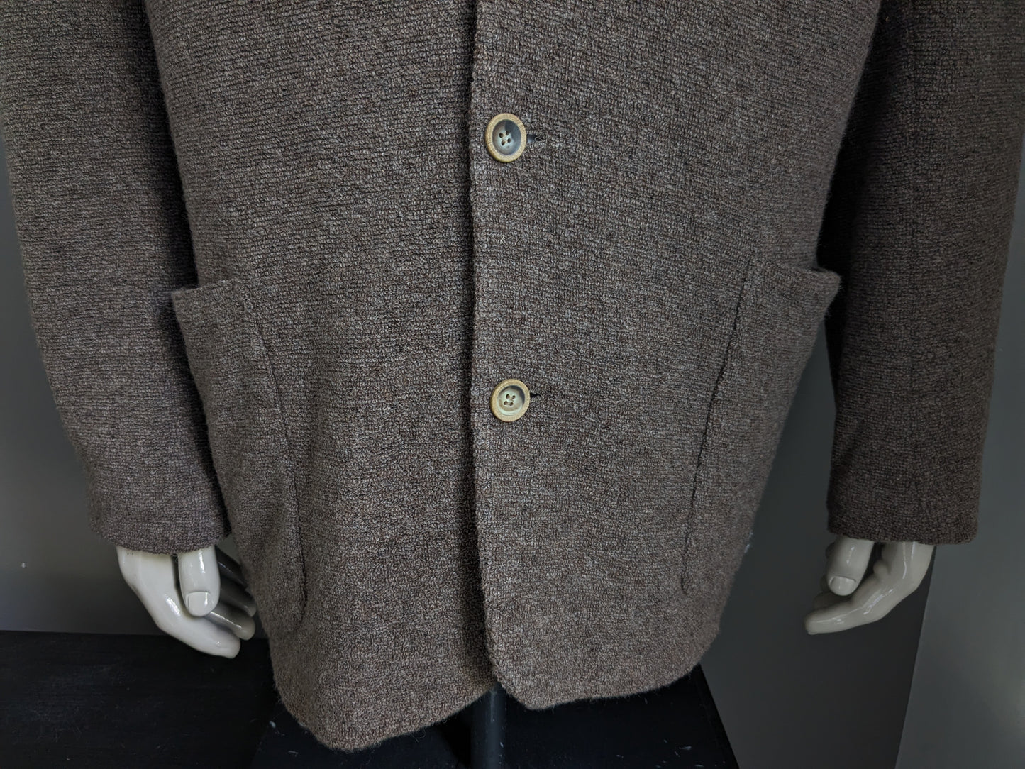 Matinique woolen jacket. Brown mixed terry cloth. Size 56 / XL. 64% wool.