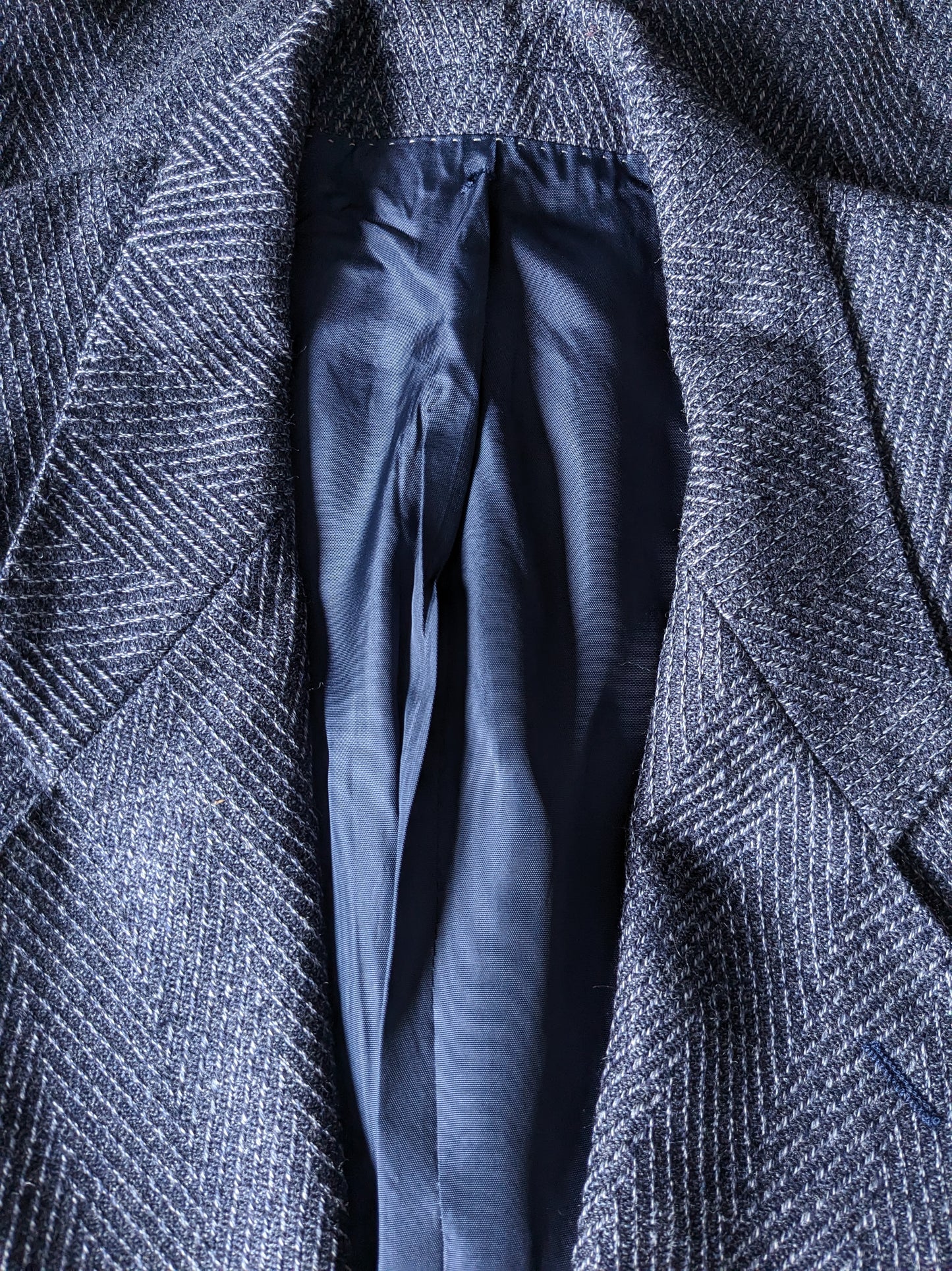 Vintage Doppelbrust Emilio Sandrini Colbert. Blau schwarz grau gemischt. Größe 46 / S.
