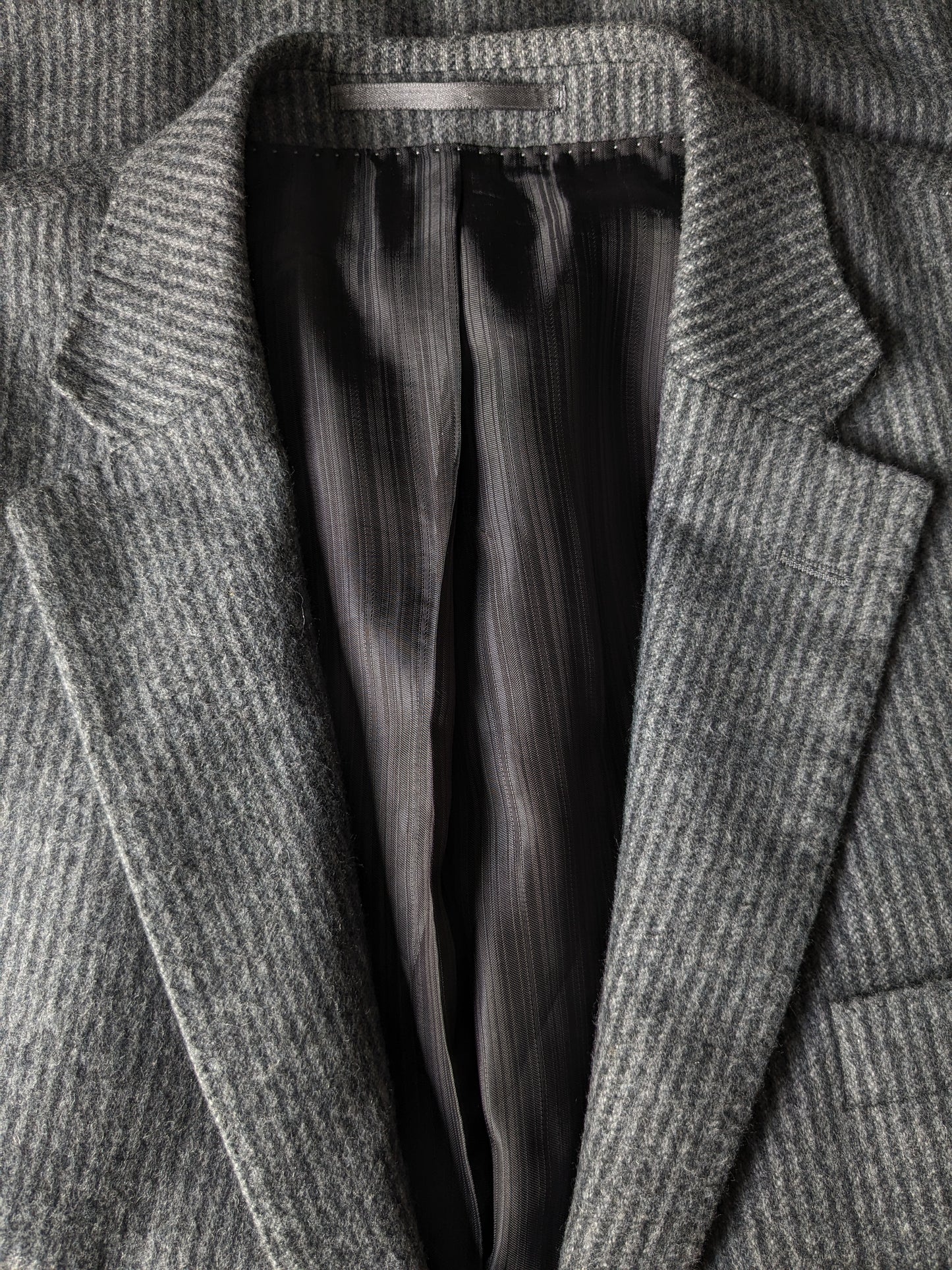 Stones woolen jacket. Gray striped. Size 52 / L. 65% wool.