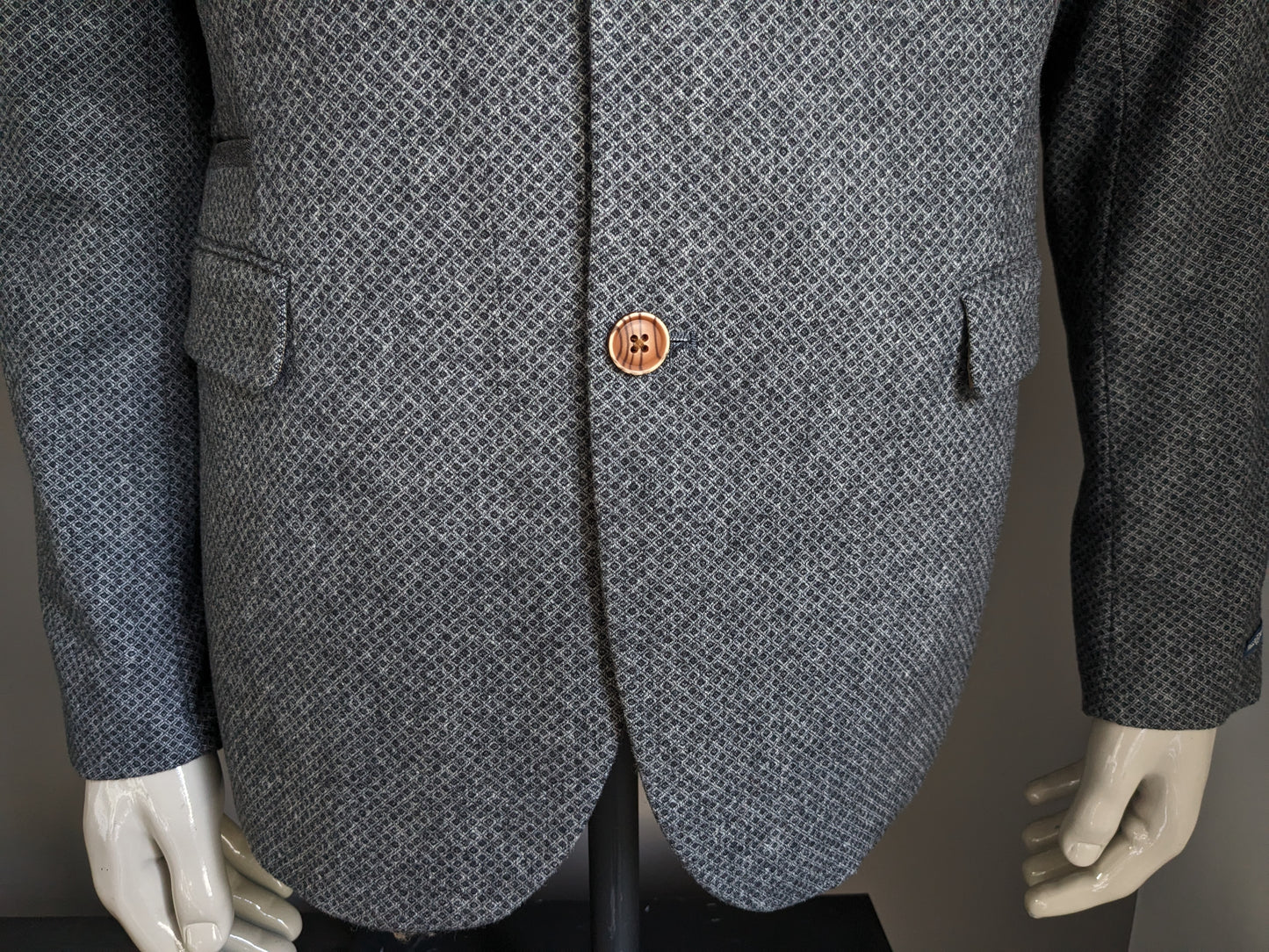 Trigger e giacca di lana su misura. Moto grigio. Dimensione 54 / L. 50% lana.