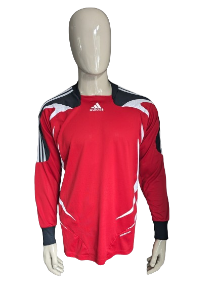Vintage Adidas Torwartshirt. Rot Weiß Schwarz gefärbt. Spfr. Bühlerzell. Größe L.