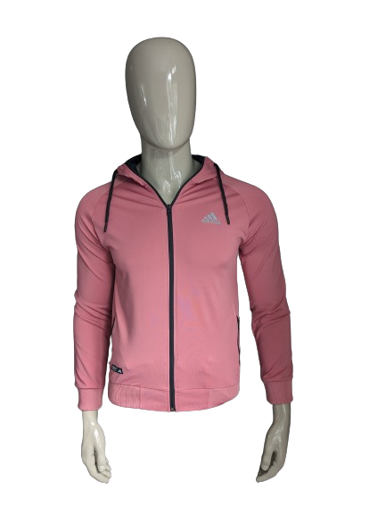 Vintage Adidas Sportweste mit Kapuze. Rosa gefärbt. Größe XS.