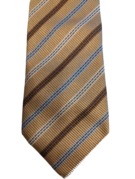 Prochownick silk designer tie. Golden brown light blue.