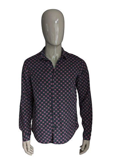Scotch and Soda shirt. Pink Black Green print. Size L. Regular Fit.