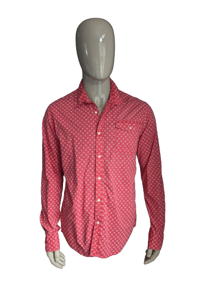 Camisa Scotch & Soda. Estampado rosa blanco. Talla XL.