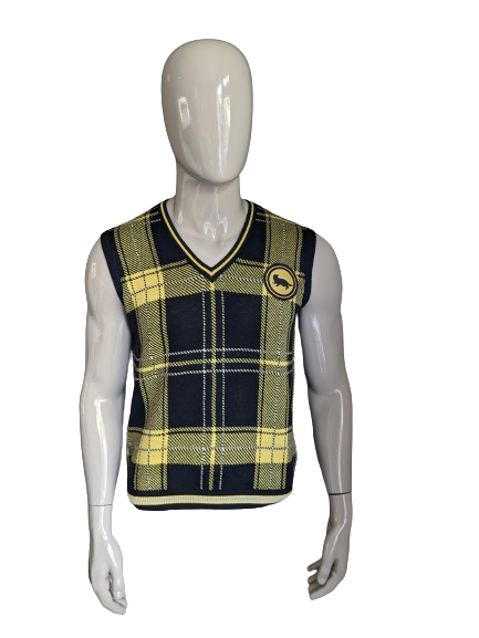 Harry Potter 'Wizarding World' / Poufsouffle Spencer avec col en V. Noir Jaune vérifié. Taille M.