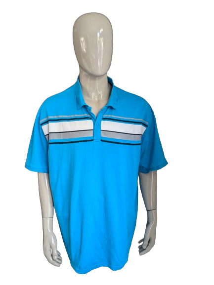 Polo Atlas pour Homme. Couleur bleu blanc gris. Taille 5XL/XXXXXL.