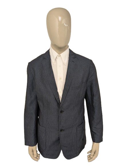 Veste Boss Hugo Boss. Rayé bleu gris. Taille 56/XL. Coupe ajustée.