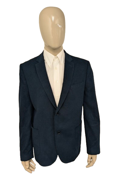 Stijn Helsen Woolen Cashmere-Jacke mit Ellenbogen-Patches. Dunkelblau gemischt. Größe 58 / XL.