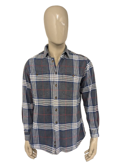 Vintage New Fast Flanellhemd. Blau Rot Weiß kariert. Größe M/L.