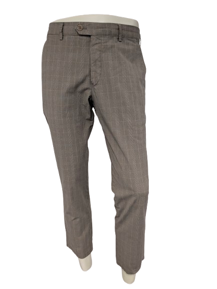 Meyer trousers / trousers. Beige Brown checked. Size 25 (50/M). Model Bonn.