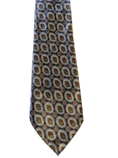 Collezione Roberto stropdas. Grijs groen motief.