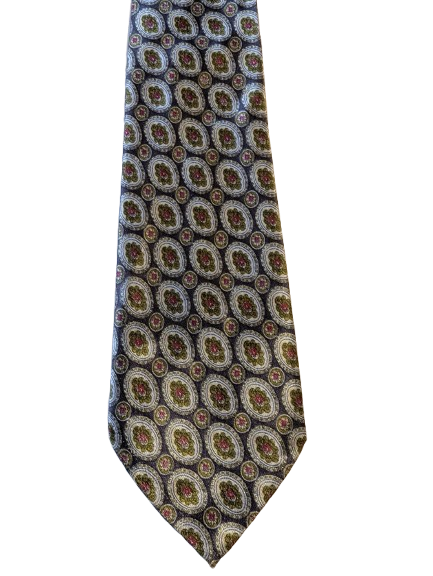 Collezione Roberto stropdas. Grijs groen motief.