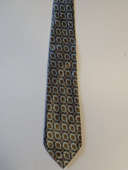 Collezione Roberto stropdas. Grijs groen motief.