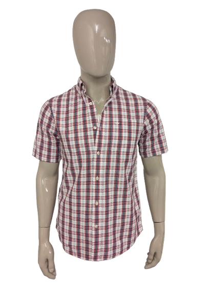 dockers short sleeve dress shirts $55 Dockers Men's Blue Plaid Stretch Short Sleeve Button Collar Shirt Size Small
