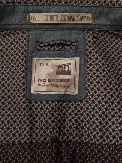No Excess overhemd. Bordeaux Roze Grijze print. Maat XL.