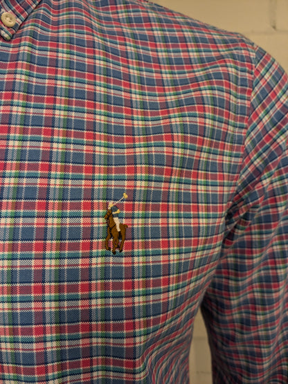 Chemise Ralph Lauren. Green bleu rose vérifié. Taille M.