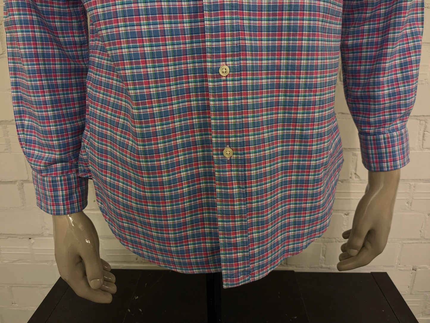 Chemise Ralph Lauren. Green bleu rose vérifié. Taille M.