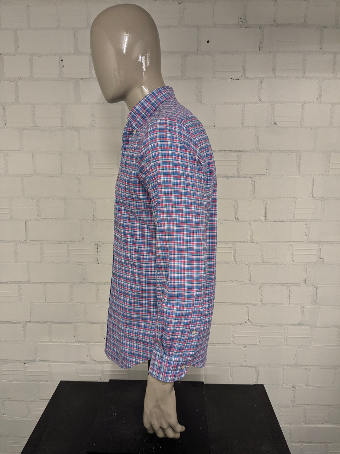 Chemise Ralph Lauren. Green bleu rose vérifié. Taille M.