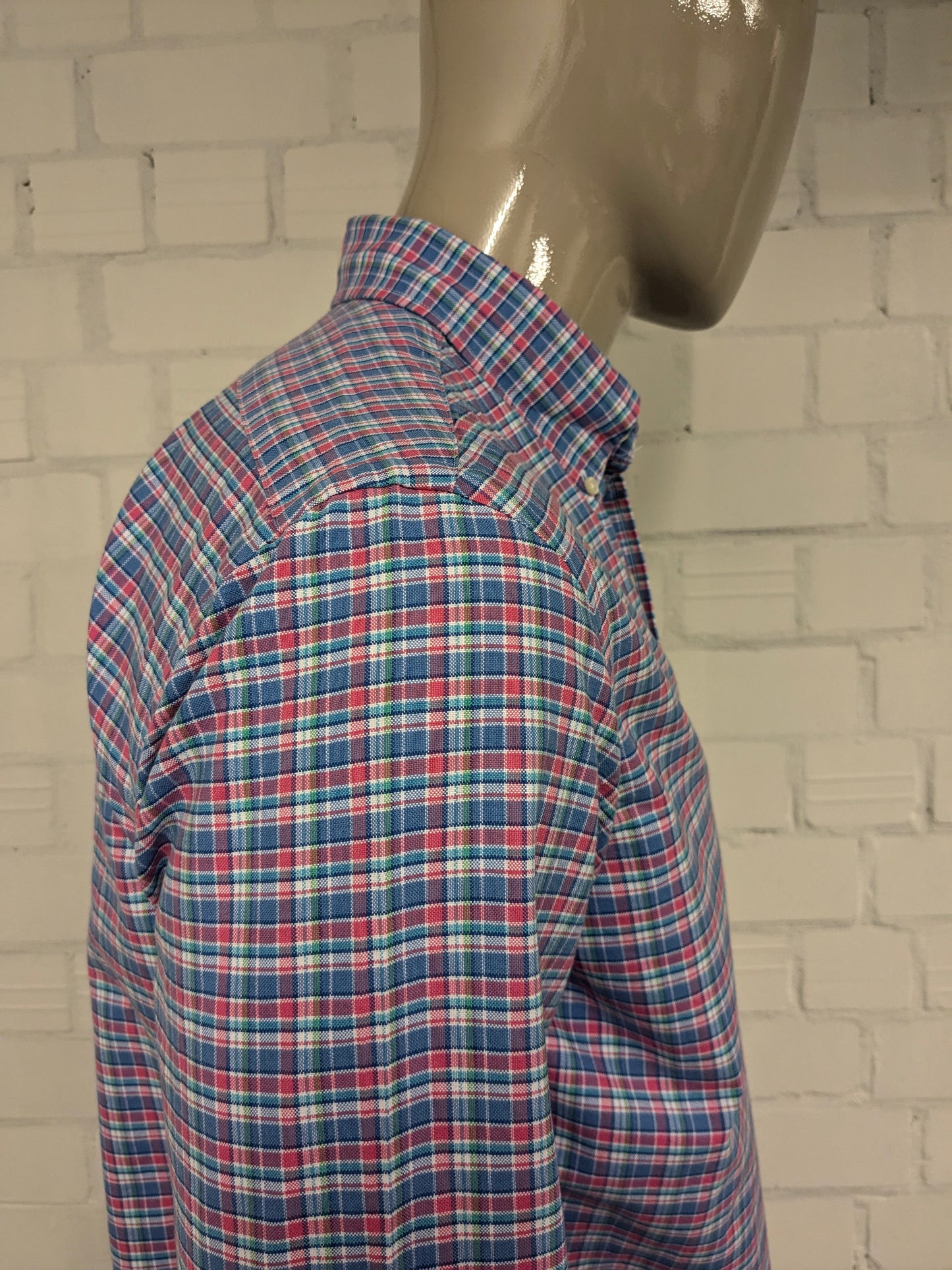 Chemise Ralph Lauren. Green bleu rose vérifié. Taille M.