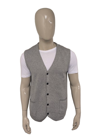 Jackett & Sons gilet. Grijs motief. Maat L.