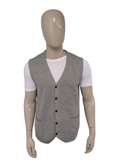 Jackett & Sons gilet. Grijs motief. Maat L.