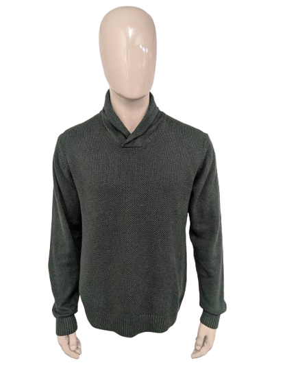 Forunato trui met sportieve col. Donker Groen voelbaar motief. Maat 2XL / XL.