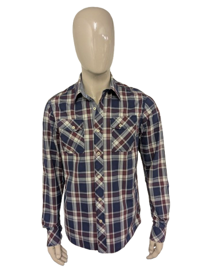 Camicia d'avanguardia. Bordeaux Blue controllato. Taglia L.