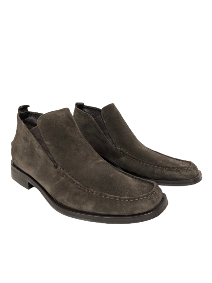Hugo Boss Lederstiefeletten. Dunkelgrau gefärbt. Größe 42.