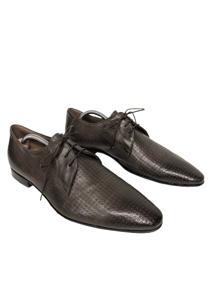 Hugo Boss Leder-Schnürschuhe. Graues Motiv. Größe 42.