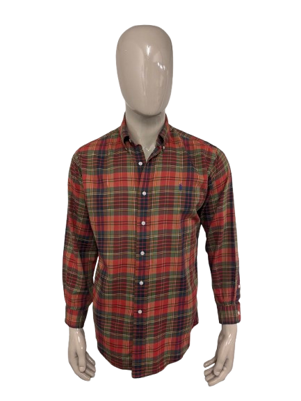 Polo Ralph Lauren Camisa. Amarillo verde rojo a cuadros. Tamaño M. Fit personalizado.