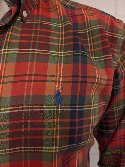 Polo Ralph Lauren Camisa. Amarillo verde rojo a cuadros. Tamaño M. Fit personalizado.