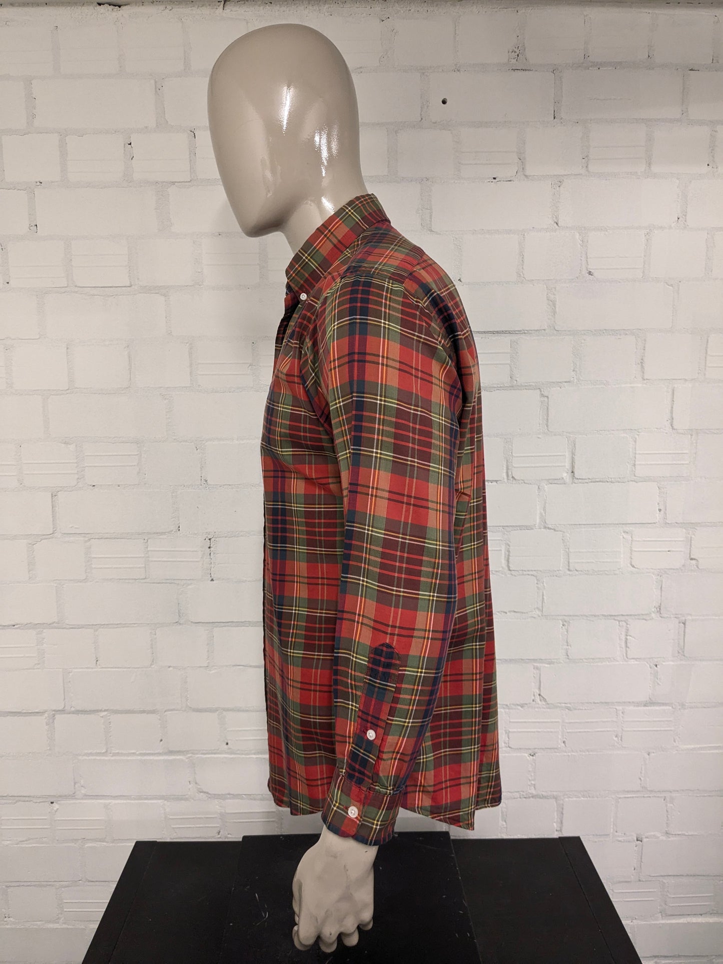 Polo Ralph Lauren Camisa. Amarillo verde rojo a cuadros. Tamaño M. Fit personalizado.